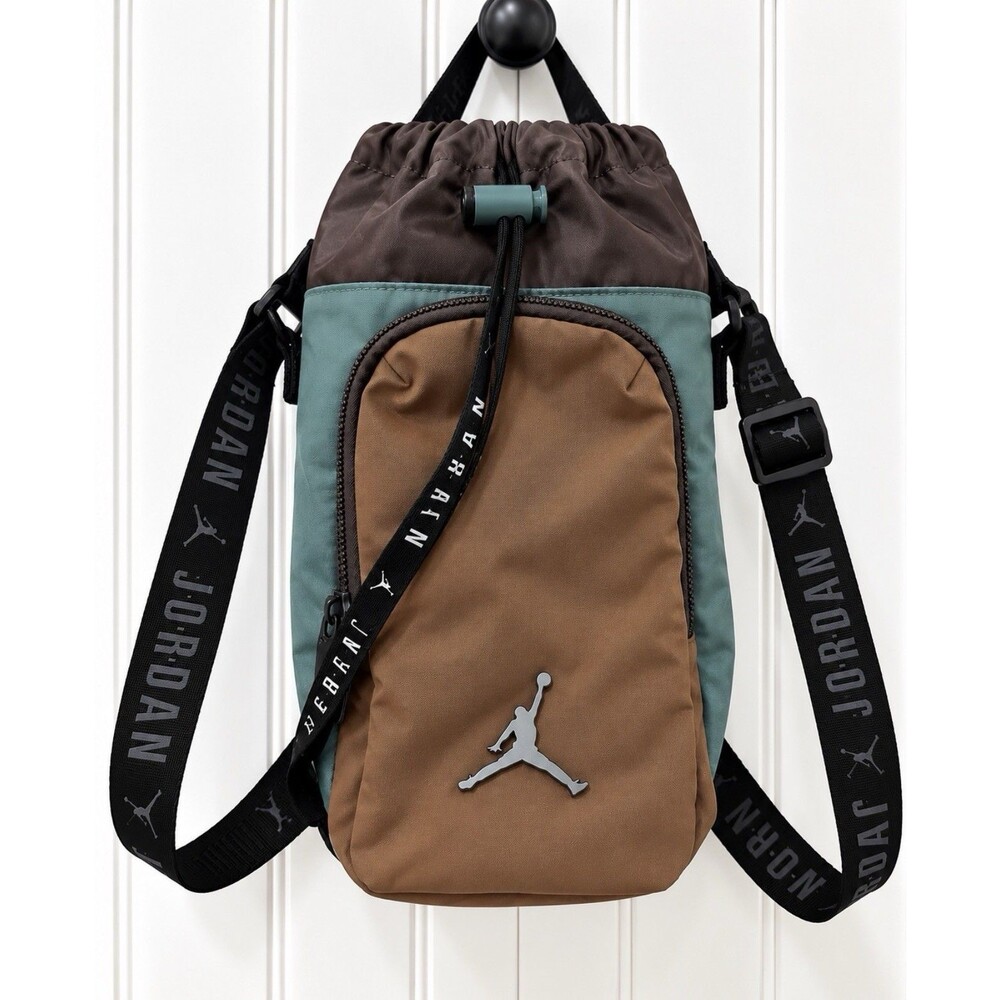 Air Jordan Water Bottle Holder Crossbody Bag Brown Tan Teal Green